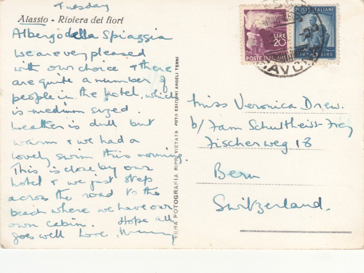 Cartoline postali: Alassio 1949 – Usato da Bürglen TG venduto da StampGraf 1