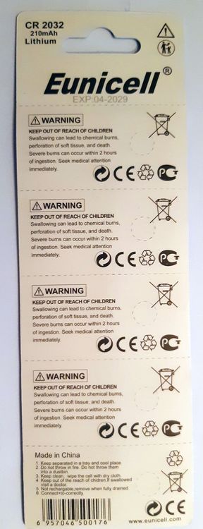 Caricatori & Batterie: NEU 5x CR 2032 LITHIUM Knopfbatterie 3 Volt – Nuovo e nell'imballaggio originale da St. Margarethen TG venduto da Smiley-Face 1