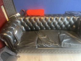 Canapé Chesterfield noir trois places occasion