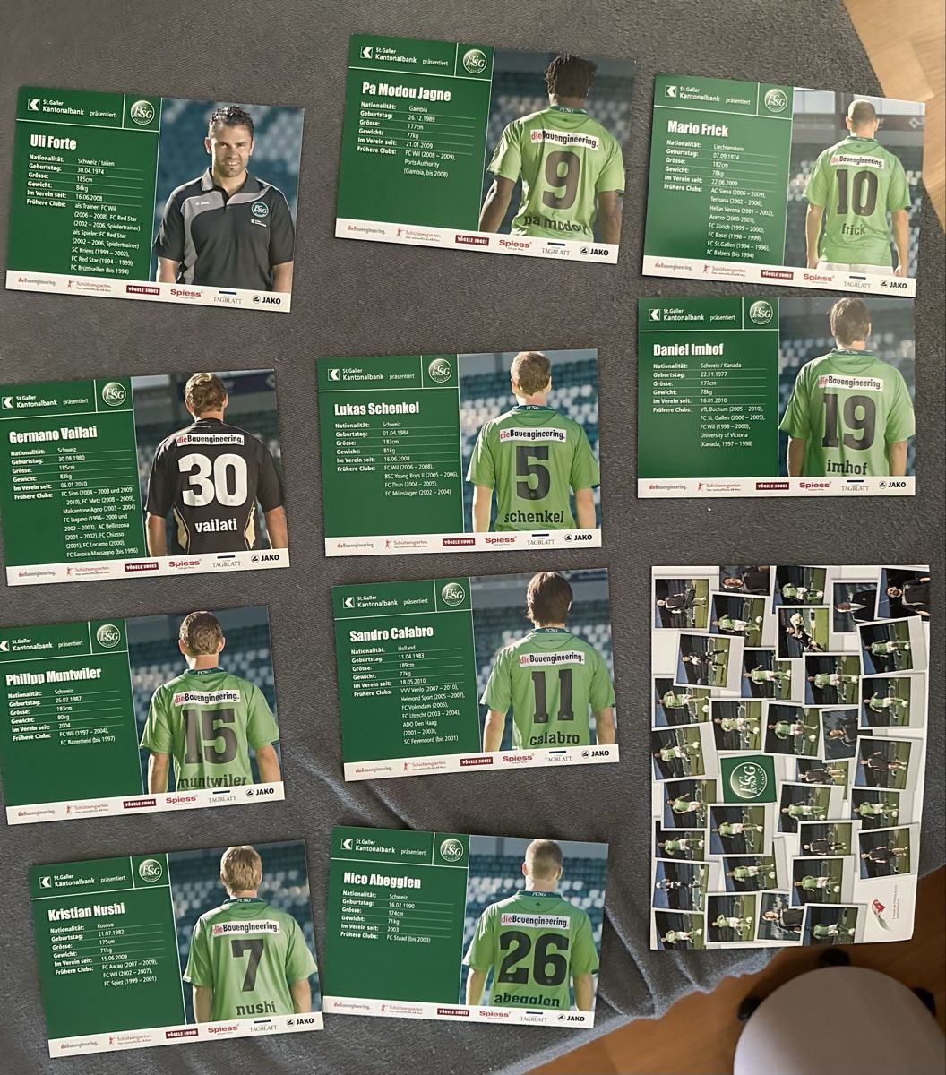 Autogramme: 10 Autogrammkarten FCSG und Team Saison 10/11 – Gebraucht aus Wettingen von Phibras 1