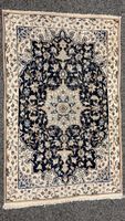 Seide Orientteppich blau beige 75x115 cm guter Zustand