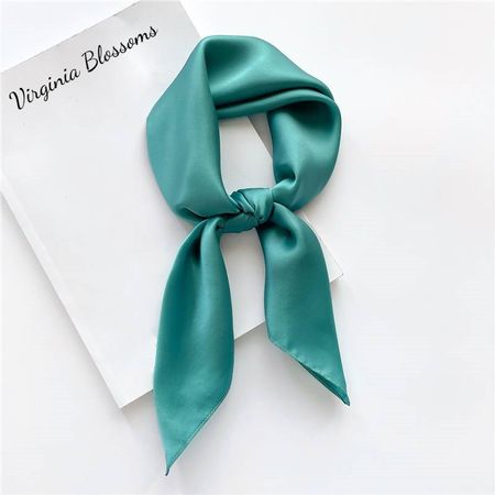 New 100% Silk Scarf Square 68cm Light Teal Plain Color Scarf