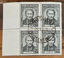 Argentina - 4er-Block gestempelt Louis Braile, 1935