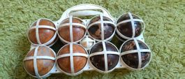 Jeu de boules en bois vintage avec support