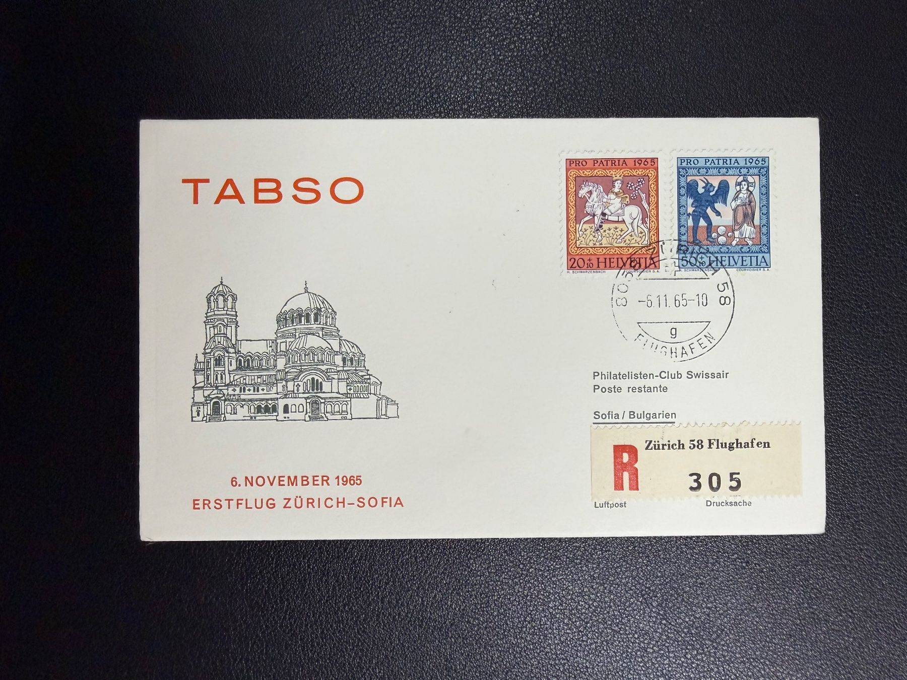 Tutti i francobolli: Tabso Erstflugbrief Zürich - Sofia 1965 – Usato da oberrüti venduto da jeanmei