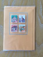 Glückwunschkarte mit Briefmarken - Einzelstück