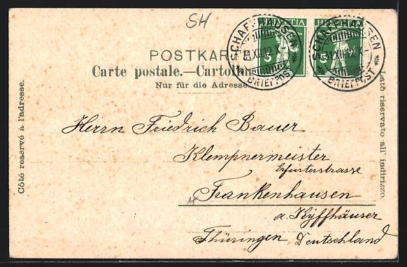 Cartoline postali: Litho Schaffhausen, Blick auf Rheinfall  – Usato da Berlin venduto da bartko-reher 1
