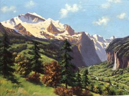 Öl - Gemälde - unbek. Maler, Surès - Lauterbrunnental