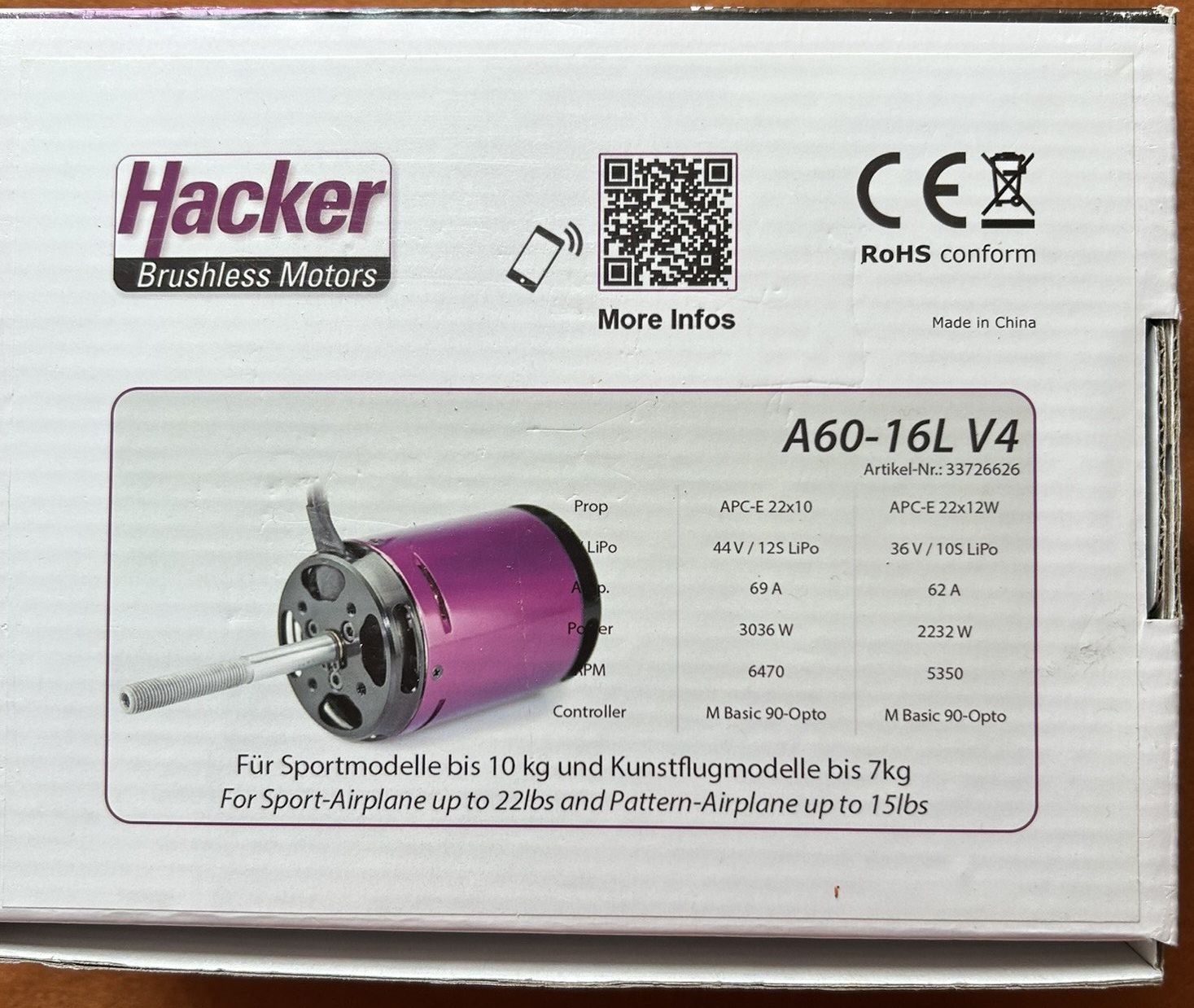 Hacker Motori: Hacker A60-16L mit Ramoser 4-Blatt Verstellpropeller – Nuovo (secondo la descrizione) da Rickenbach b. Wil venduto da Maulem7 2