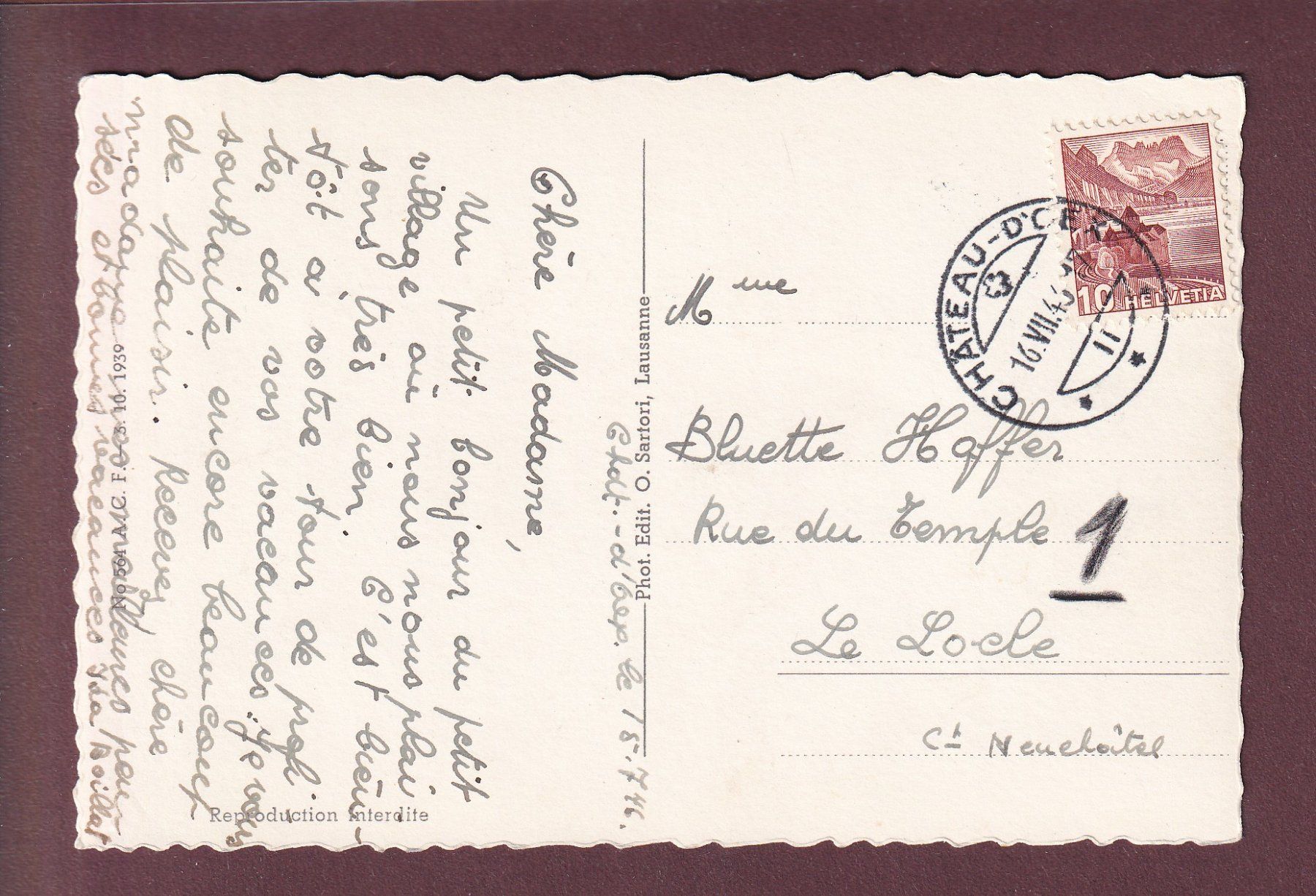 Cartoline postali: CHÂTEAU D'OEX - 9 images - 1946 – Usato da Pully venduto da nicecards 1