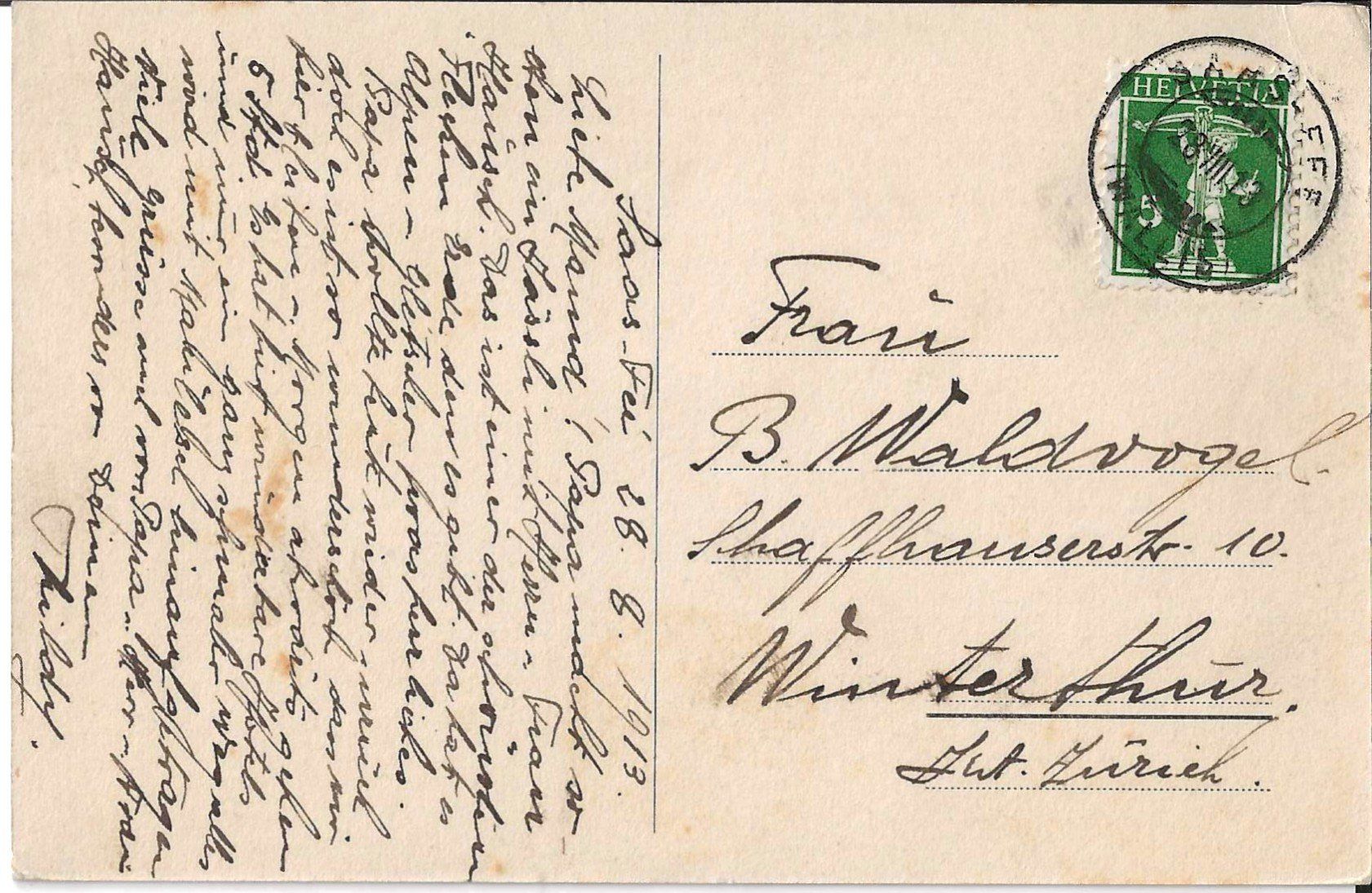 Cartoline postali: Karte Saas Fee 1913 – Usato da Zürich venduto da Philacat11 1