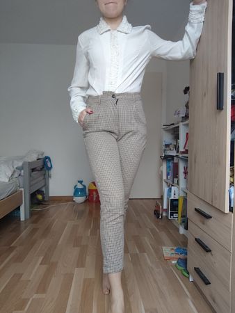 Pull&Bear Checkered High-Waisted Trousers - Size S 🍂🍁