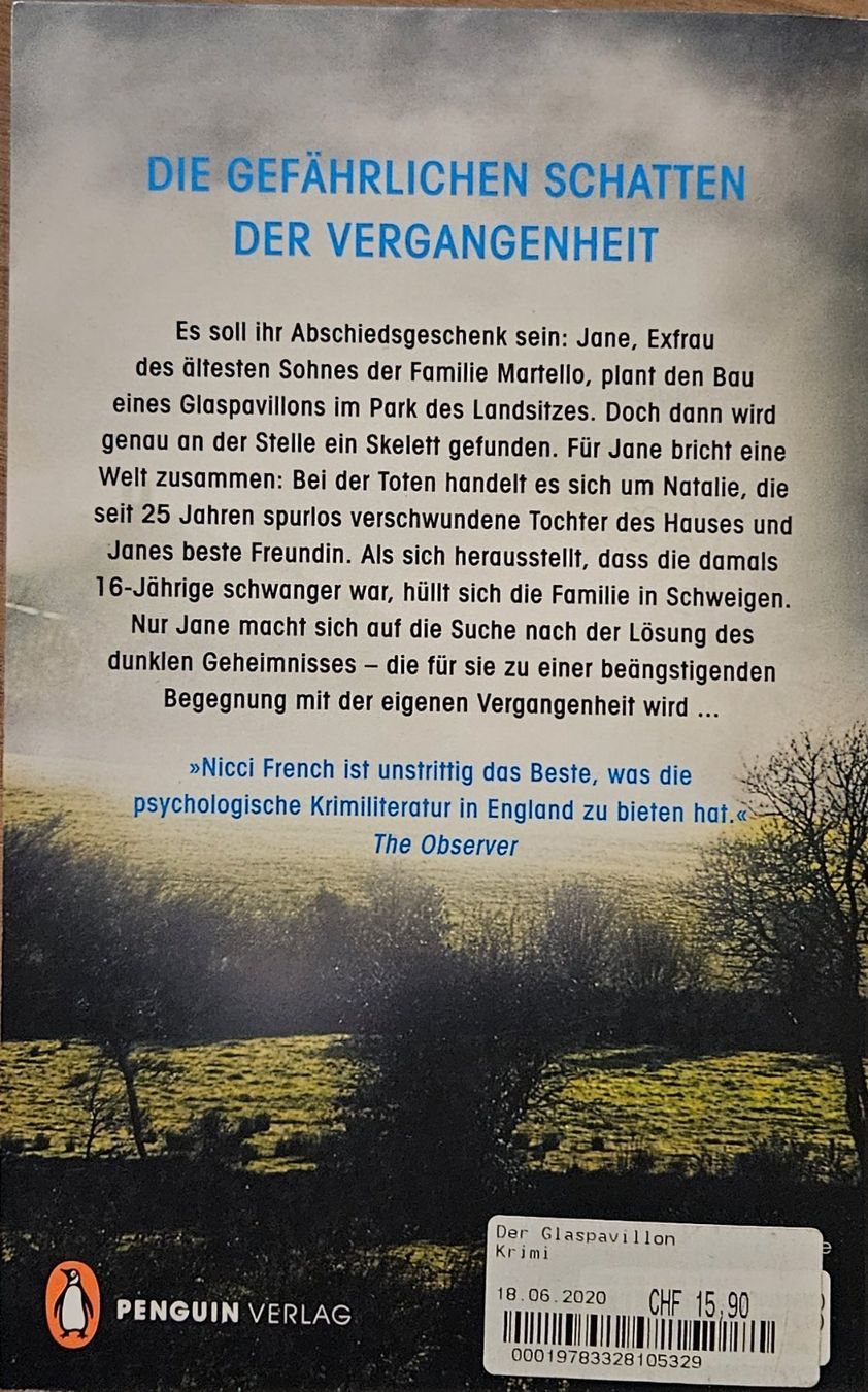 Libri: Nicci French - Der Glaspavillon – Usato da Hinwil venduto da brucha01 1