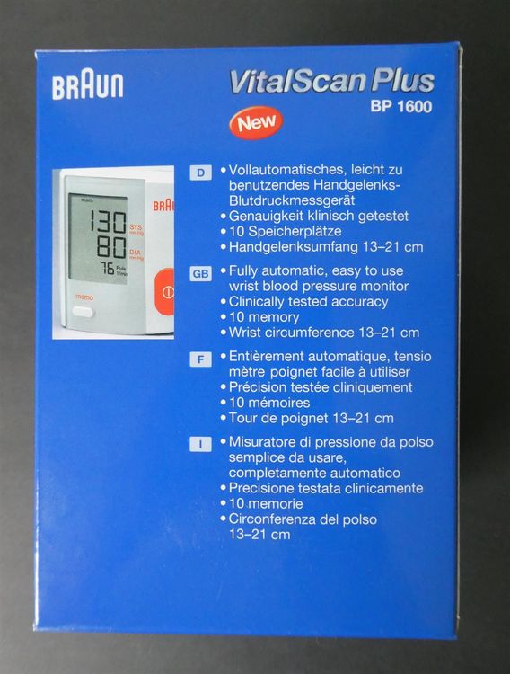 Braun BP1600 VitalScan Plus Wrist Blood Pressure Monitor