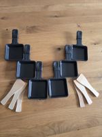 Raclette Pfännchen 6 Stück mit Holzschaber neu