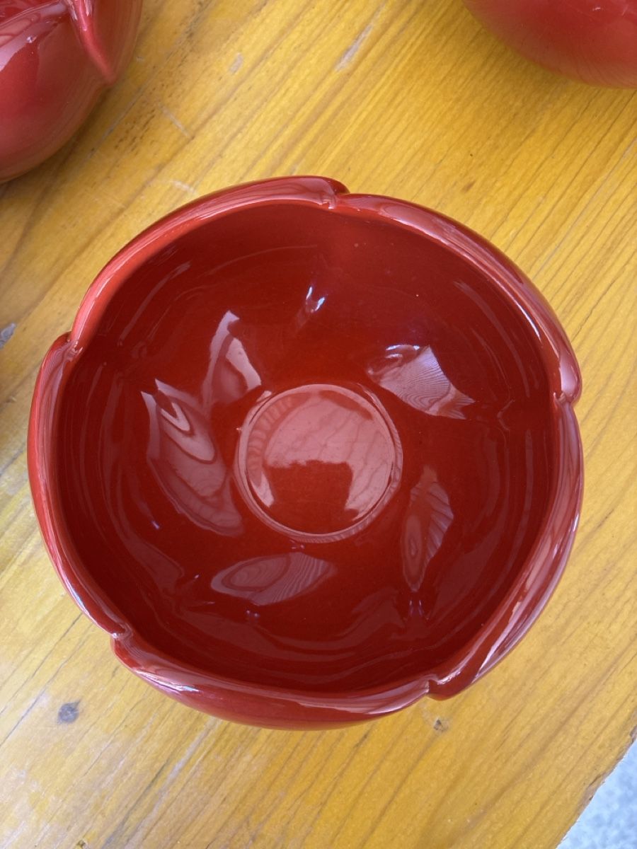 Ciotole: ensemble de 8 bols en ceramique rouge forme fleur – Usato da Lully FR venduto da myr_pzt8 8
