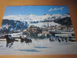 Schöne Postkarten ST MORITZ Pferderennen