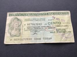 NOTGELD Italia 100 Lire Banca Provinciale Lombardia 10/4/78