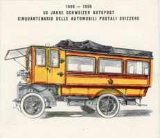 Schweiz  CH  -  Erstes schweiz. Postauto  1906  /  PTT 1956