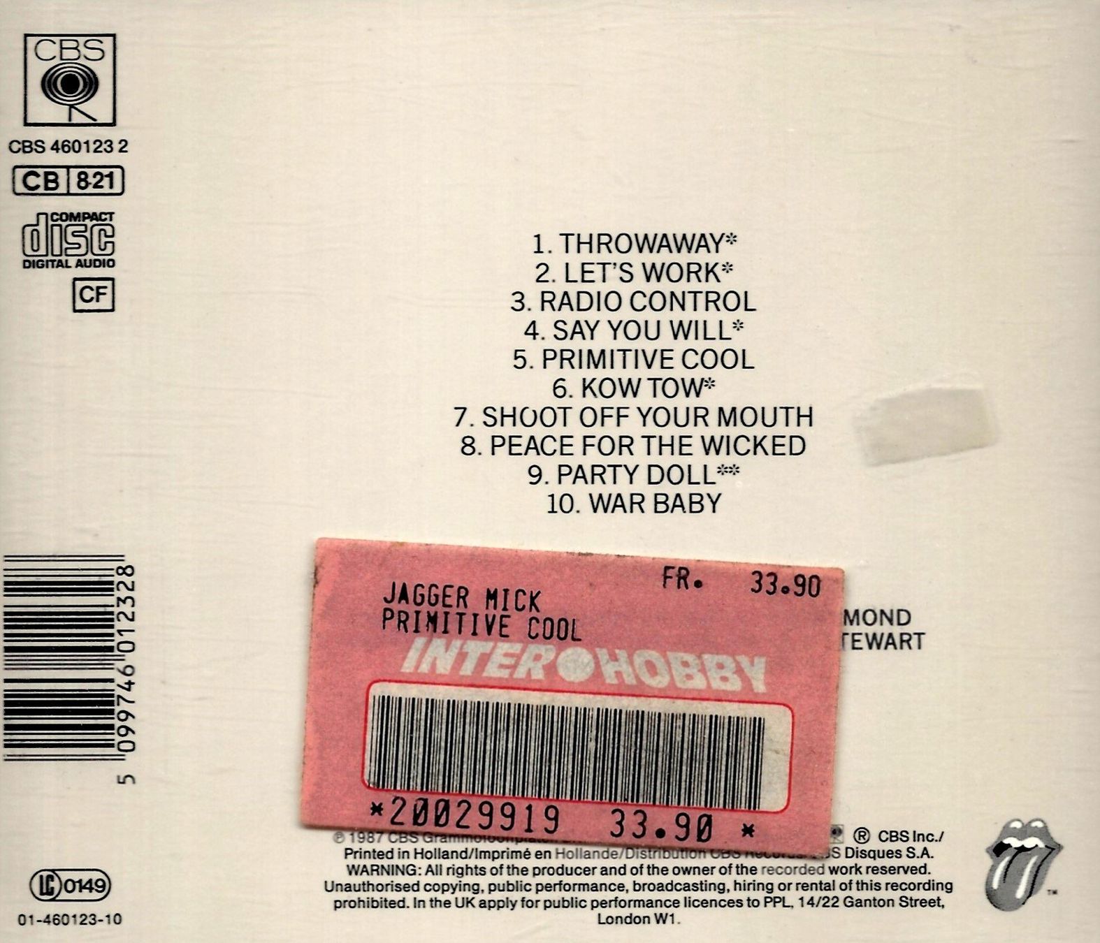 CD: Mick Jagger PRIMITIVE COOL Jeff Beck Simon Phillips Rock CD – Usato da Kandergrund venduto da Sososo 1