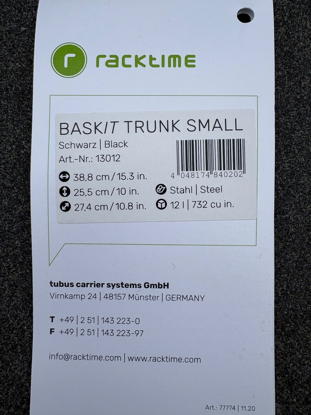 Pezzi di ricambio: Velokorb racktime small – Nuovo e nell'imballaggio originale da Zürich venduto da san_d8fb 2
