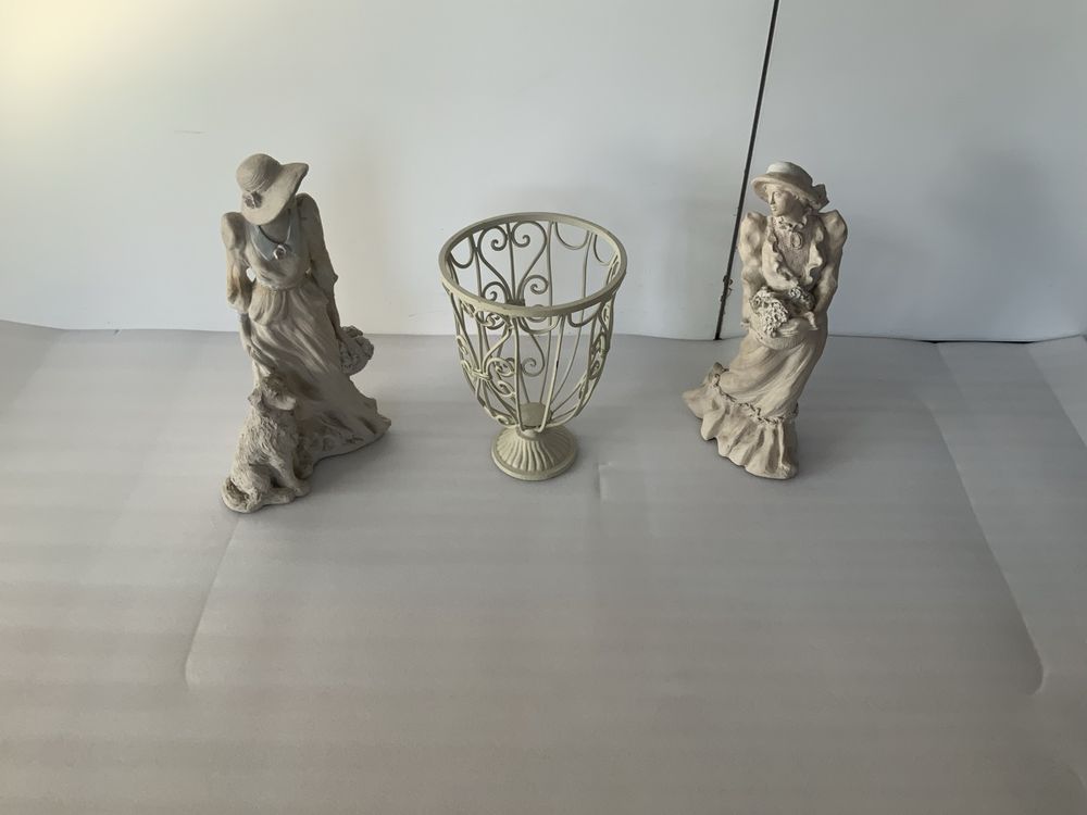 2 x Steinfiguren Garten Deko Vase Behälter Weiss Skulptur Kaufen auf