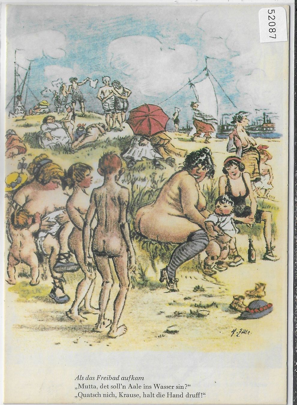 Cartoline postali: Humor - Heinrich Zille - Freibad – Usato da Ettingen venduto da Kartenplanet