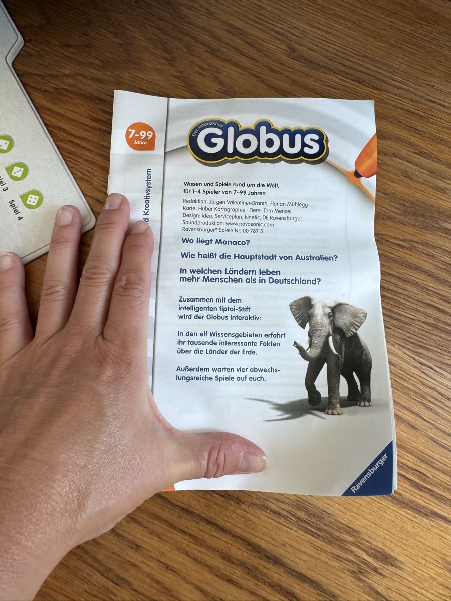 Ravensburger Giochi: Tiptoi Globus mit Spielanleitung Ravensburger – Usato da Niederbüren venduto da Oetschli 3