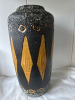 Vintage Keramik Vase, Schwarz/Ocker, 40cm, Top Zustand!