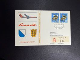 Swissair Erstflugbrief Zürich-Stuttgart 1967