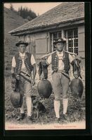 Toggenburgersennen in Tracht mit Glocken