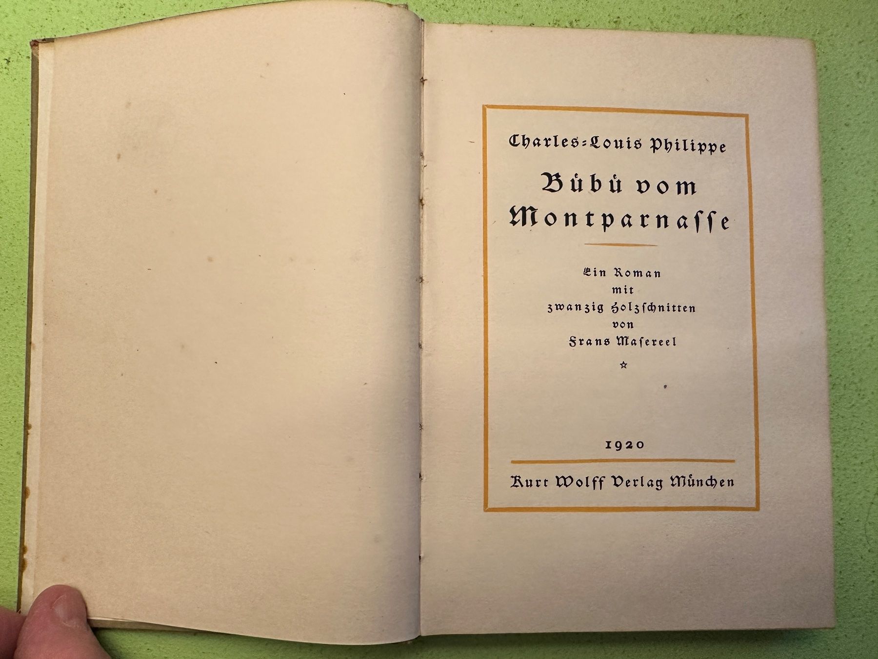 Libri: Charles-Louis Philippe: Bubu vom Montparnasse. 1920 – Usato da Zürich venduto da allp 1