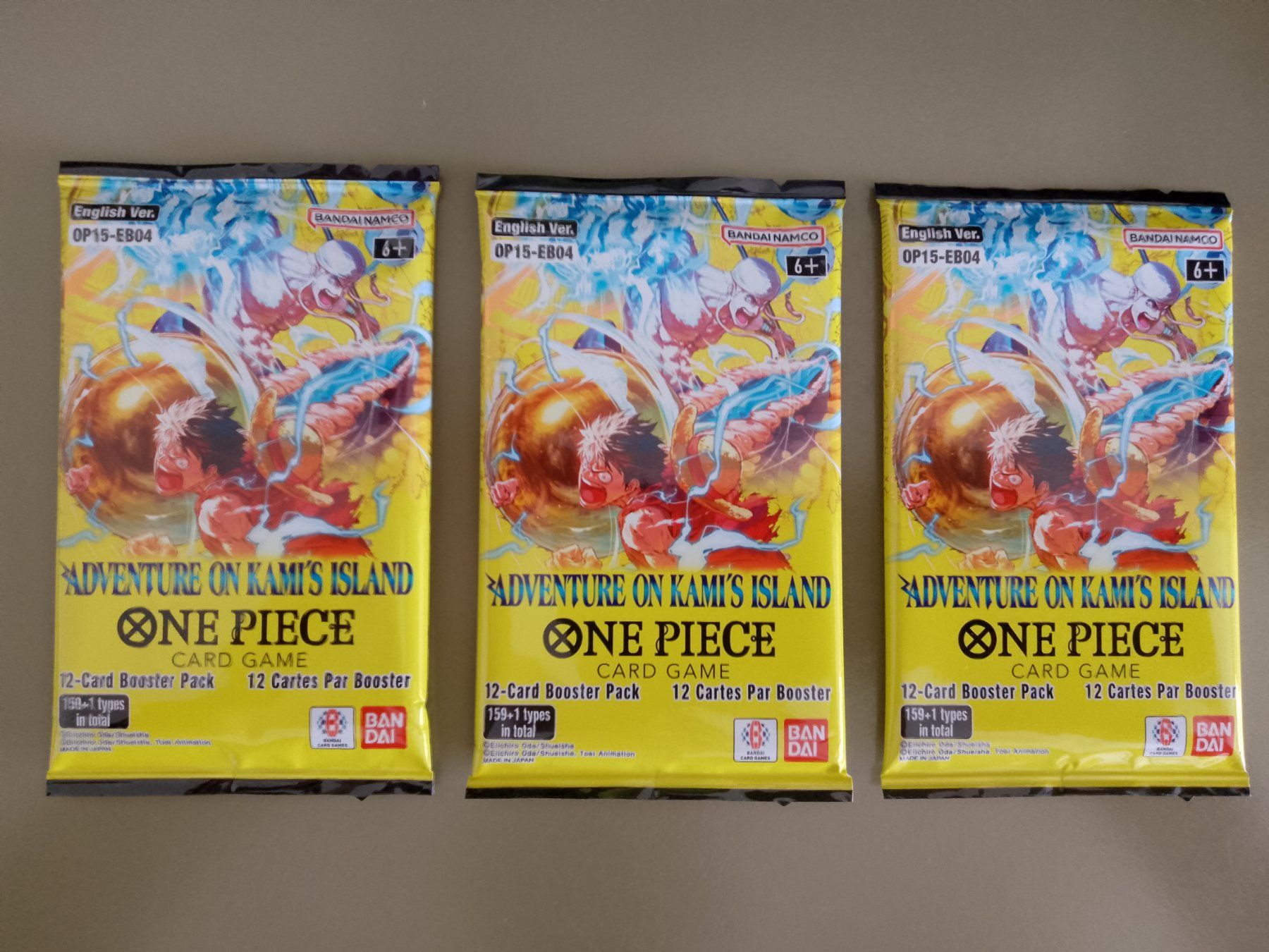 Bandai Carte collezionabili: One Piece 3x Booster Pack OP15-EB04 Englisch – Nuovo e nell'imballaggio originale da Jona venduto da Stack