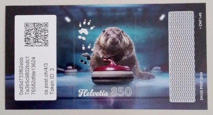Tutti i francobolli: Swiss Crypto Stamp 4.0 ID 3 "Curling" mit NFT – Usato da Basel venduto da TokenID1