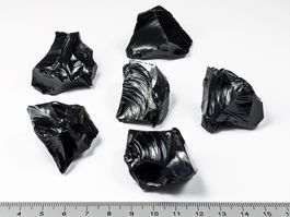 Obsidian Rohsteine aus Mexiko ca.4,2cm 6Stk. 132 Gramm