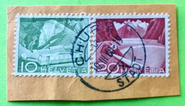 Nr.299/301A  Technik und Landschaft 1949 mit Stempelt  Chur