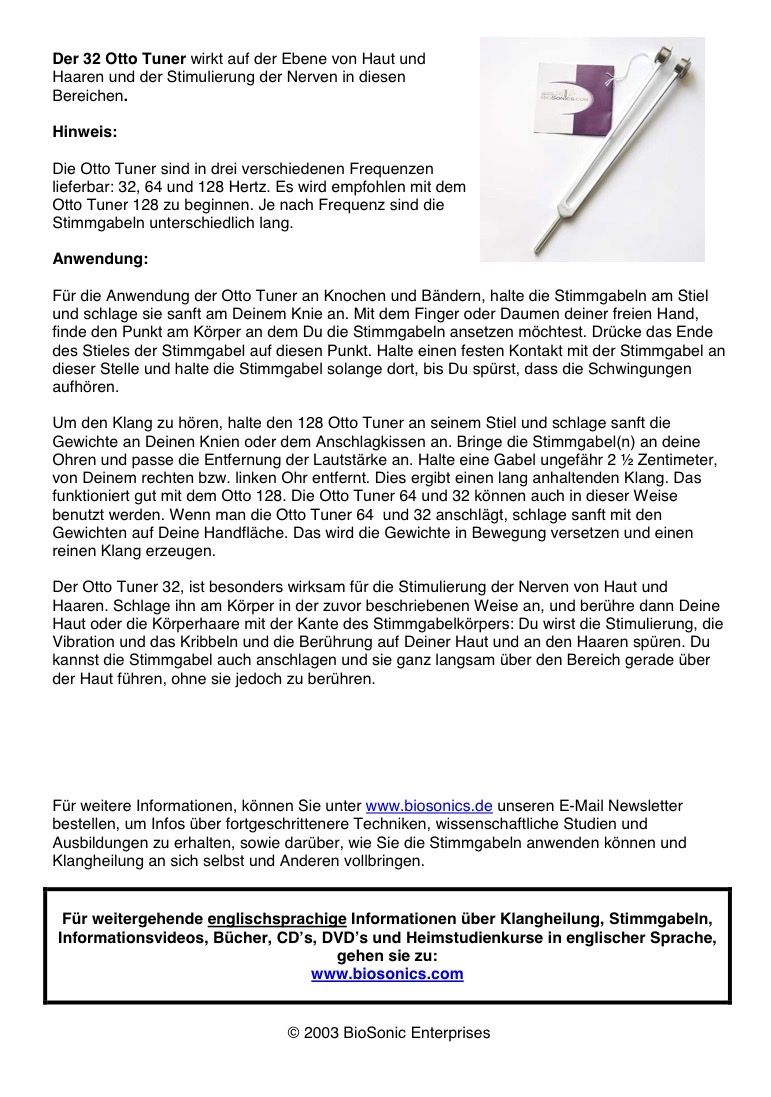 Attrezzature mediche: Stimmgabel Biosonic C 64 Hz, Gesundheit – Nuovo (secondo la descrizione) da Hünibach venduto da nadalila 7