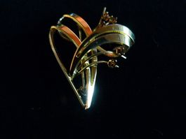 Brosche mit braunen Schmucksteinchen, goldfarben, vintage
