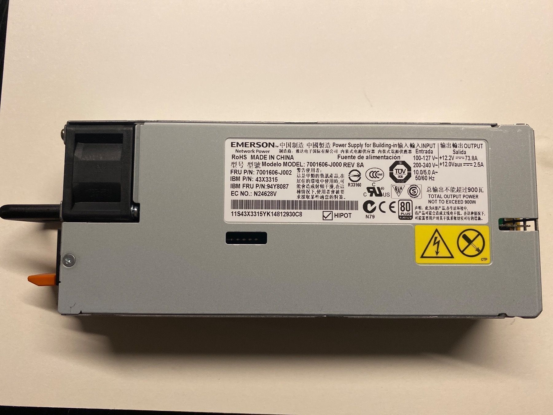 Elektronikbauteile: Server Netzteil 12V 73A 900W 7001706-J000 – Gebraucht aus Fislisbach von Special24