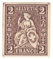 2Rp. Probedruck Sitzende Helvetia