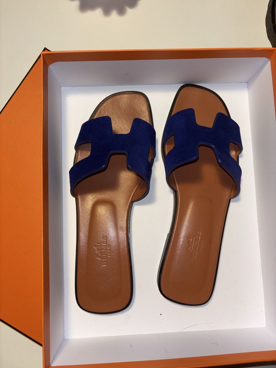 Scarpe da uomo: Hermès Oran Sandalen Wildleder blau – Usato da Zollikon venduto da han_rvt8