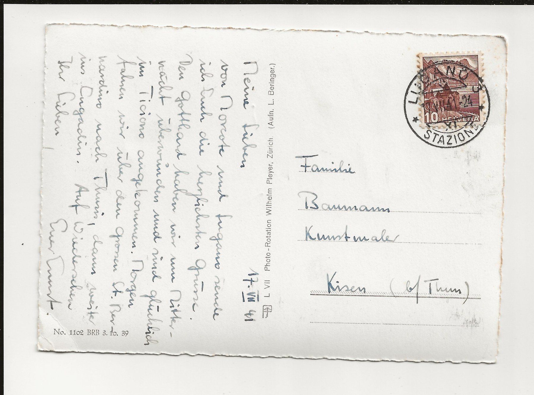 Cartoline postali: AK 1941 Morcote Chiesa – Usato da Greifensee venduto da 315WDO 1