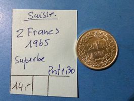SUISSE : 2 FRANCS 1965 - SUPERBE