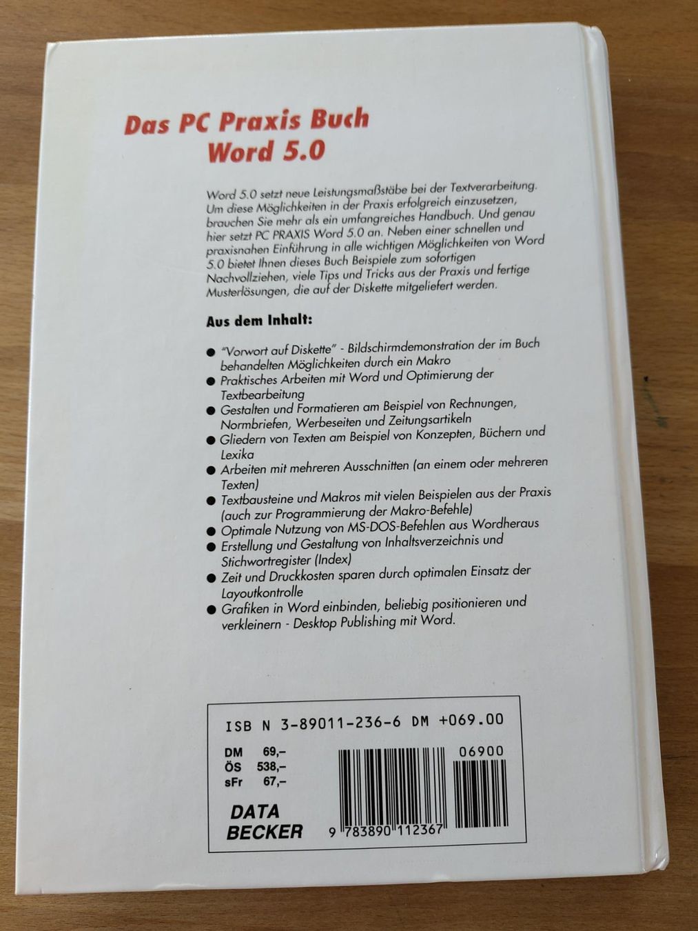 Libri: Das PC Praxis Buch Word 5.0 DATA BECKER – Nuovo (secondo la descrizione) da Dällikon venduto da Kkoala 1