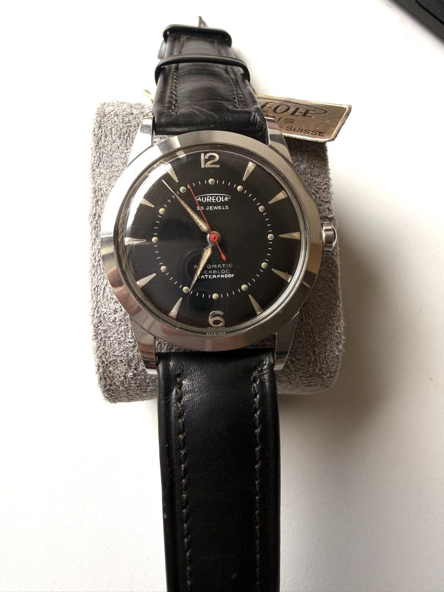 Orologi: Aureole 17 Rubins Stahl mit Lederband – Usato da Lenzburg venduto da Raoul.und.Co