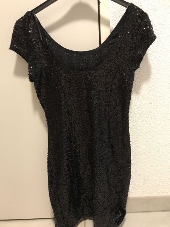 Elegantes Pailletten- Kleid Gr S schwarz