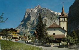 GRINDELWALD mit Kirche und Wetterhorn