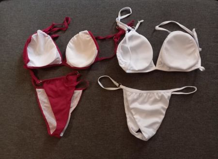 2x Bikini rot und weiß - Lot 2 bikini rouge et blanc L