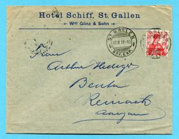 Brief von St. Gallen - Reinach 1912 - Absender: Hotel Schiff