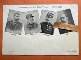 Historische Postkarten Erinnerung an den Zola,-Prozess Paris